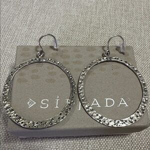 Silpada Hammered Circle Hoop Textured Earrings .925 Sterling Silver W1552